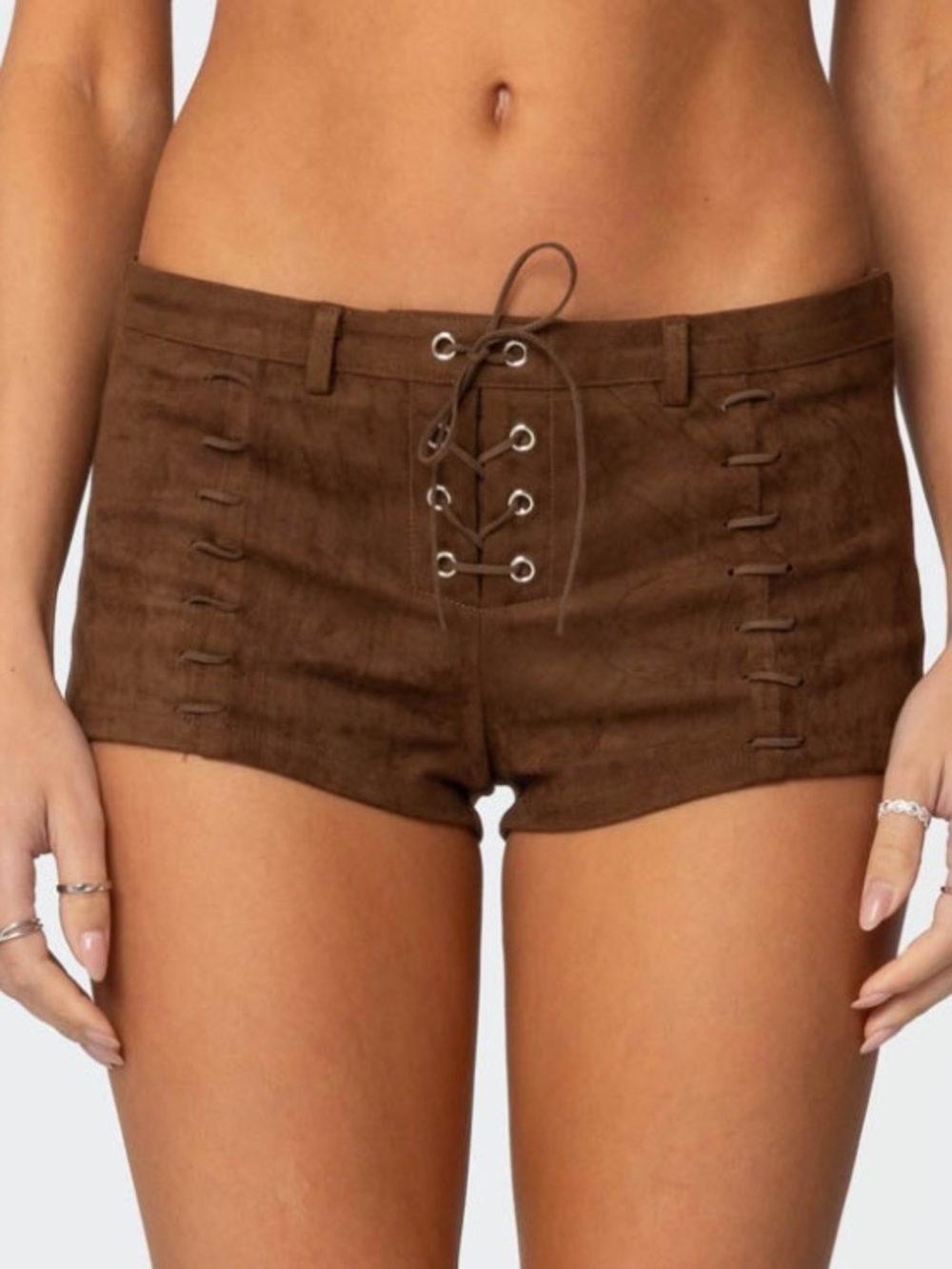 Edikted Sloane Faux Suede Micro Shorts
